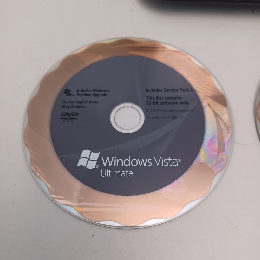 Microsoft Windows Vista Ultimate Includes Service Pack 1 - 32 bit & 64 bit DVD's