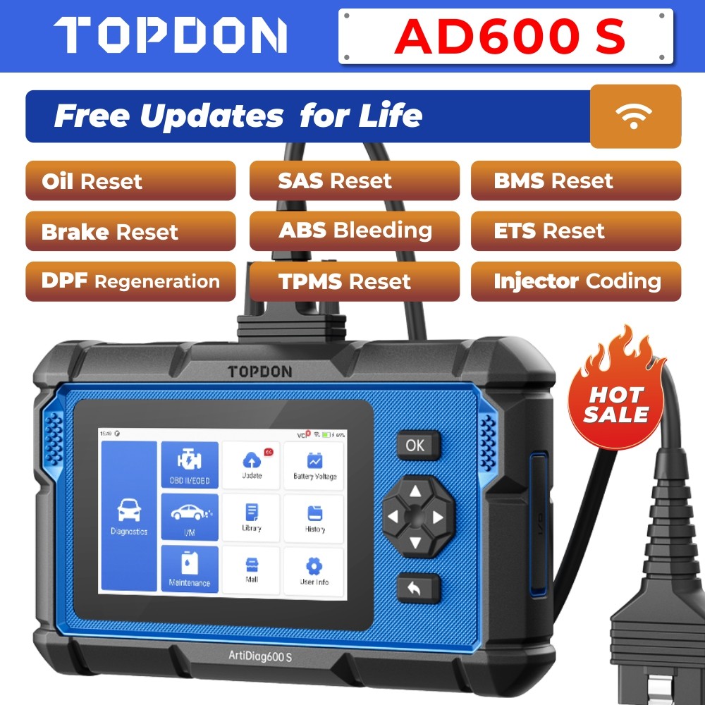 2026 TOPDON AD600S OBD2 Scanner Auto Diagnostic Tool Engine ABS SRS Code Reader