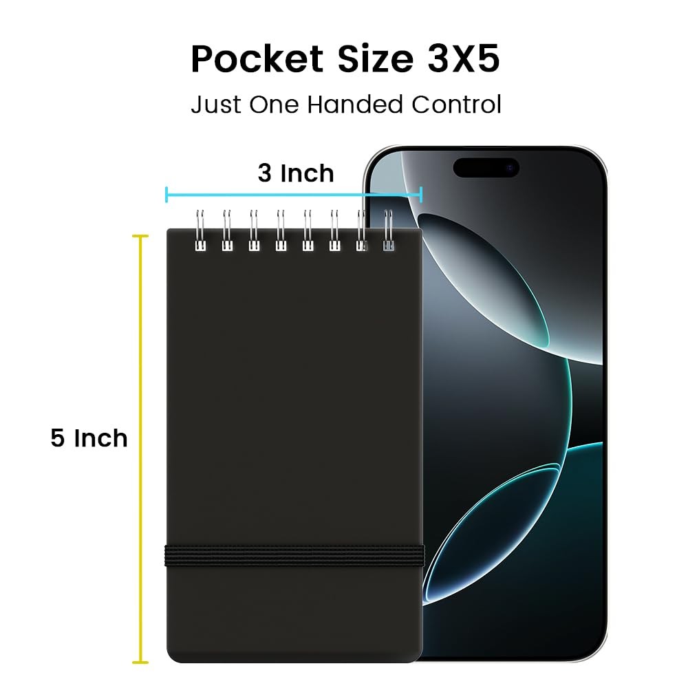 Small Pocket Notebook Journal, Mini Notepad Spiral Notebooks for Work School (Bl