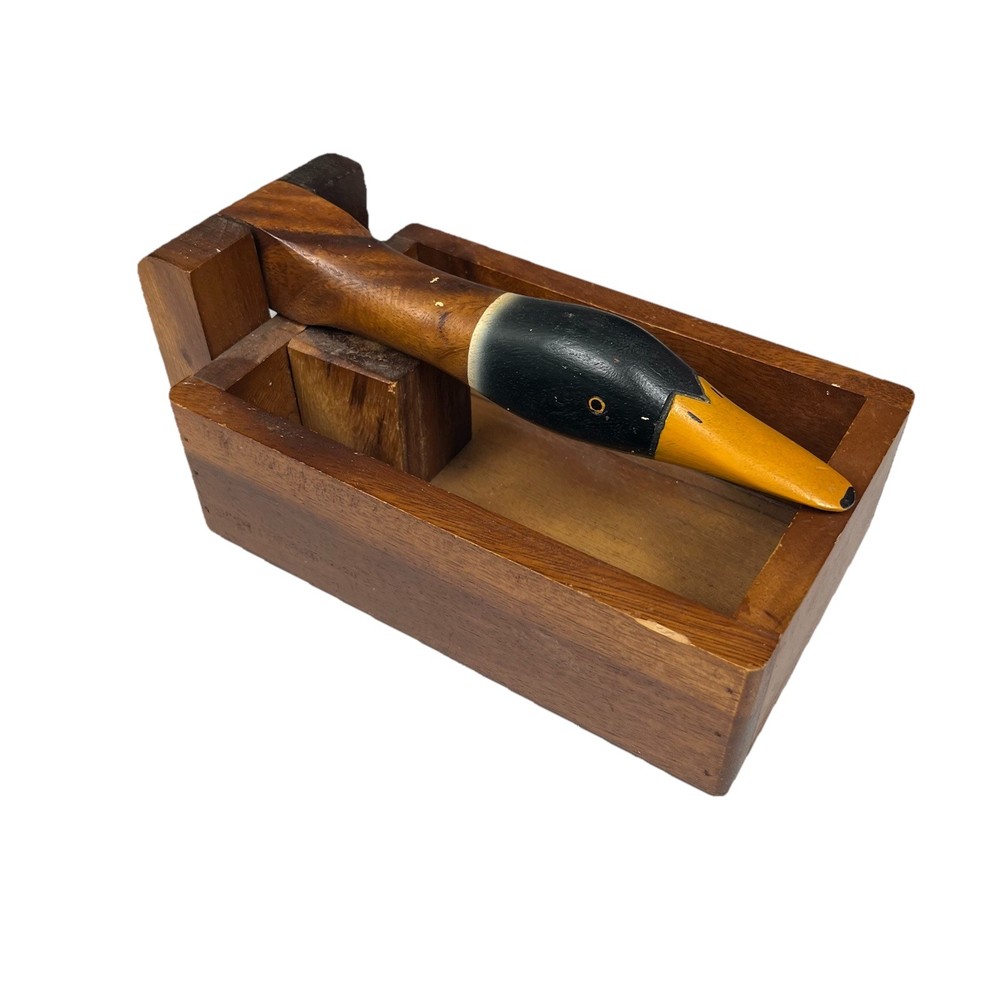 Vintage Wooden Duck Mallard Nutcracker Rustic Box Cabin Core