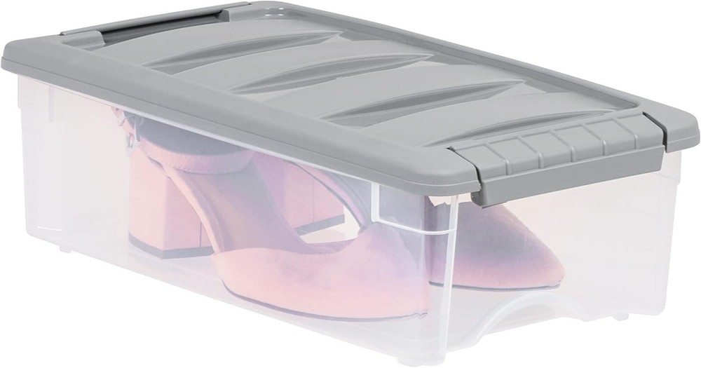 Plastic Storage Containers W/ Secure Latching Lids Stackable Organization Bins