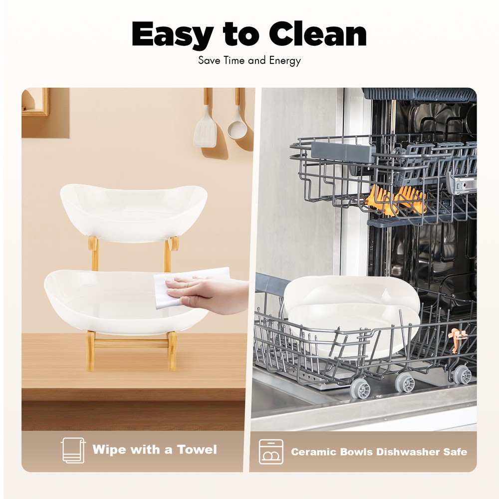 Detachable Fruit Basket Rack Ceramic Bread Vegetable Bowl Stand Fruit Holder NEW