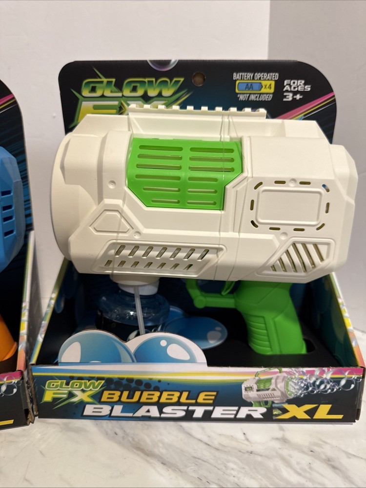 2x Glow FX Bubble Blaster XL LED Bubble Guns w/ Solution | Light-Up | Ages 3+