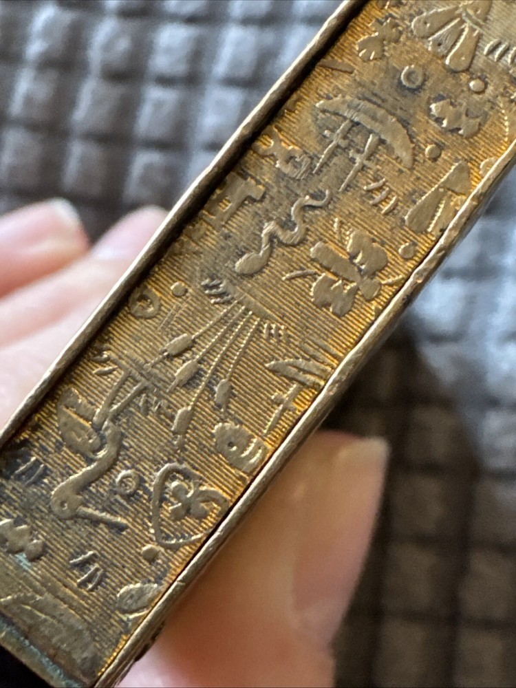 Antique Brass Match Safe - Hieroglyphs