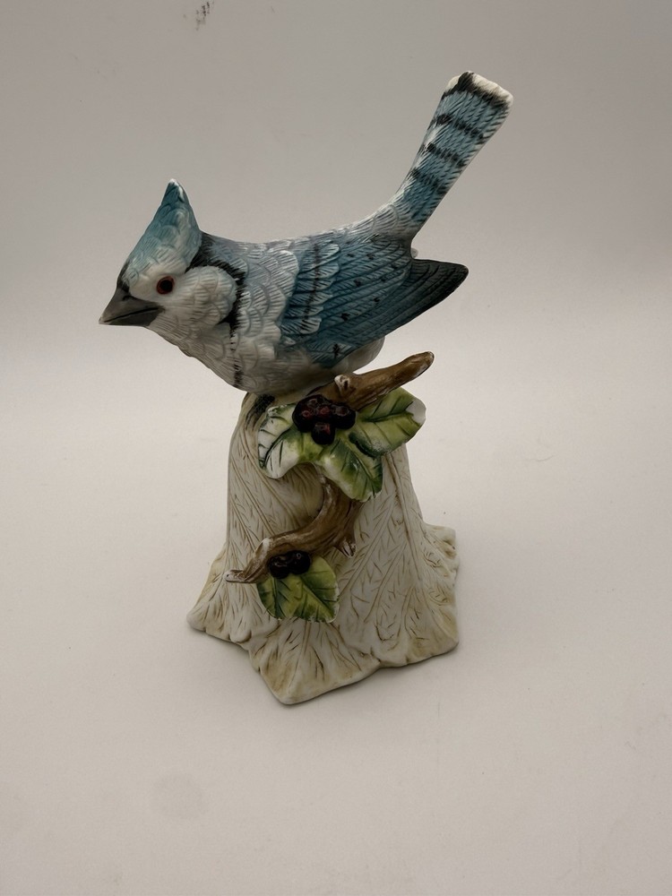 Vintage Blue Jay Bird Ceramic Bell 5.5"