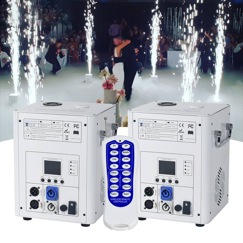 2PCS 750W White Cold Spark Fireworks Machine Wedding Stage Machine with Fly Case