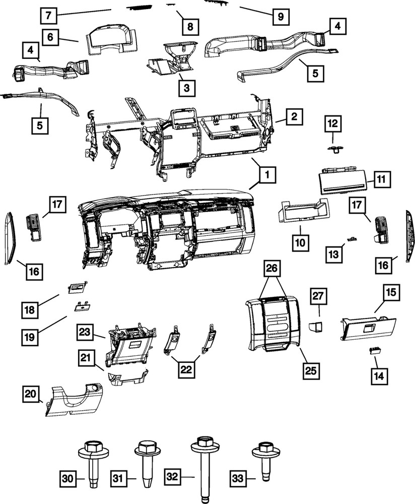 Genuine Mopar Instrument Panel Bin 1EB12DK2AA
