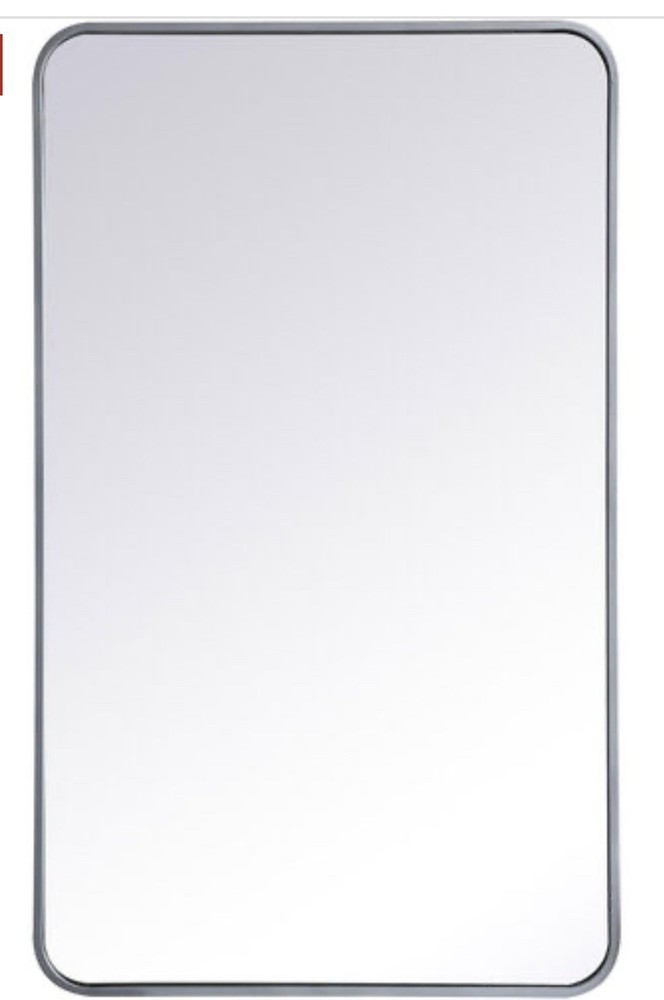 Elegant Decor Evermore 24x40" Soft Corner Metal Rectangular Mirror in Silver