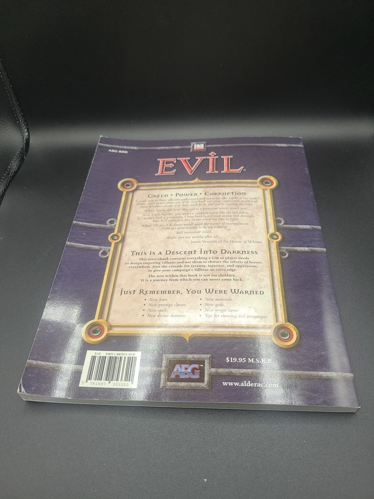 AEG D20 System Evil Sourcebook Dungeons And Dragons Pre-Owned