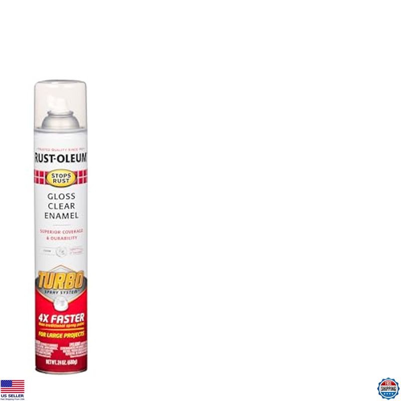 Rust-Oleum Stops Rust Turbo Spray Paint, 24 oz, Gloss Clear, Durable Coating
