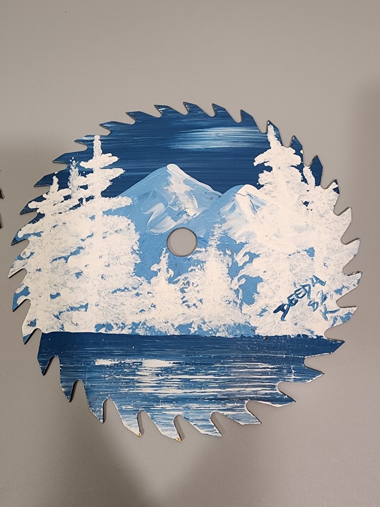 PAIR Hand Painted 7 " Circular Saw Blade Signed