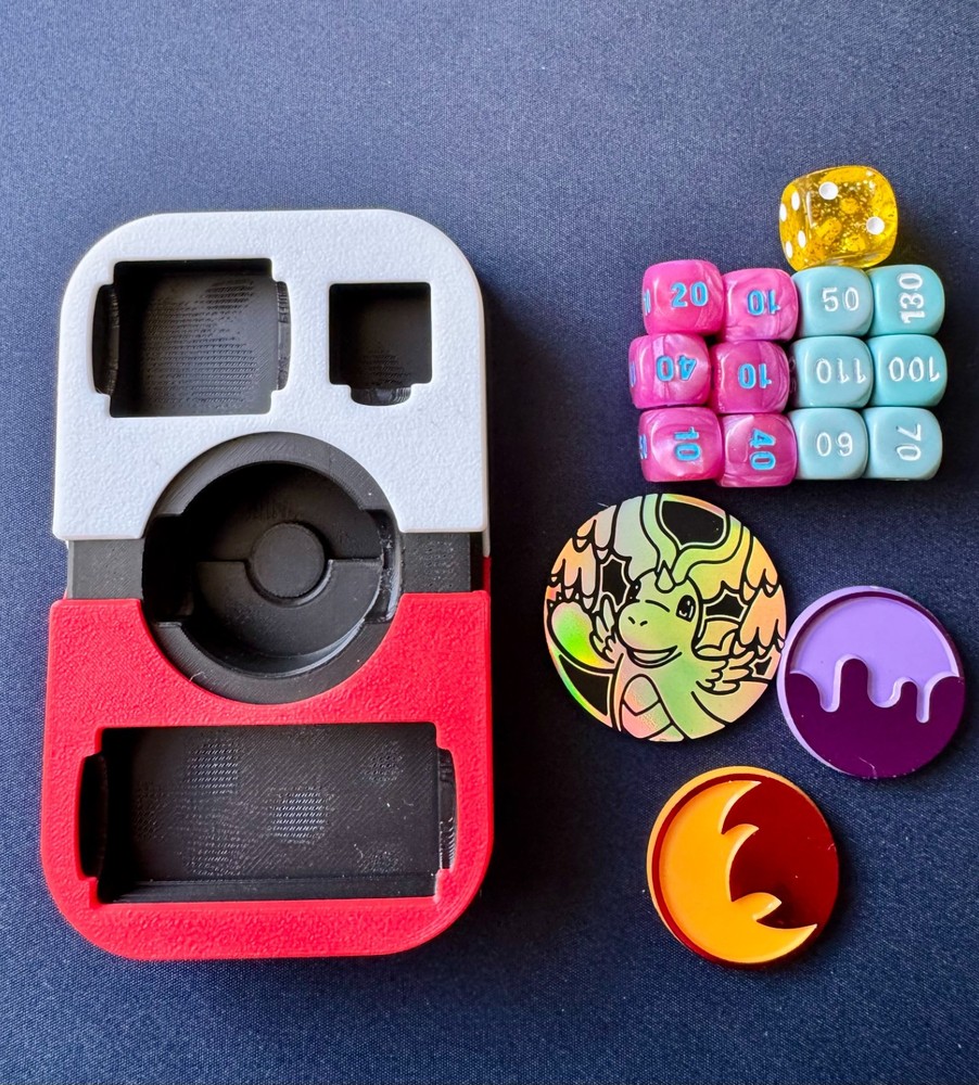 3D Printed Damage Dice and Token Insert for Pokemon Mini Tin