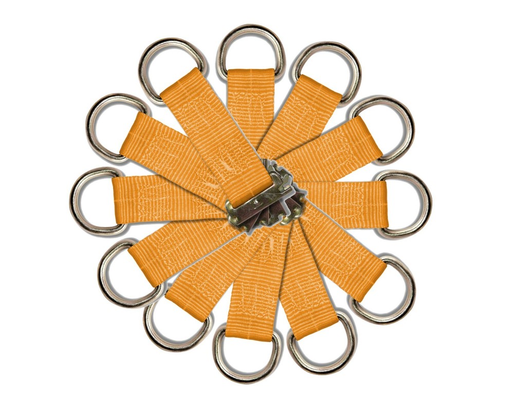 12 Pack 2"x6" E-Track Rope Tie Off Straps with D-Ring Orange Polyester WLL 1000
