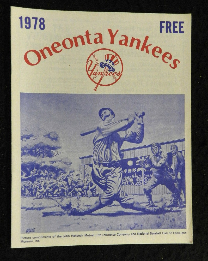 1978 ONEONTA YANKEES BASEBALL PROGRAM LINE UP SHEET & SCORED