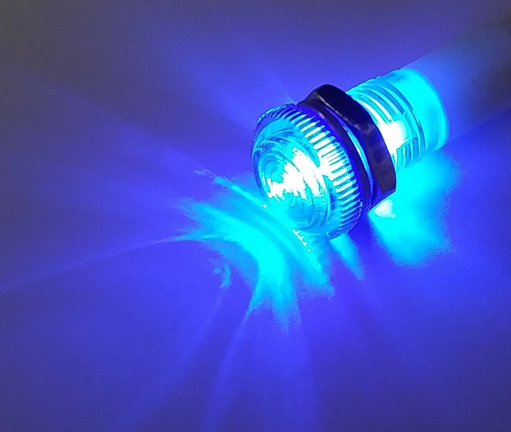 3 BBT 12 volt DC Waterproof Blue LED Low-Profile Indicator Lights