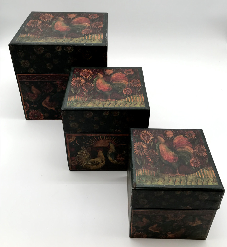 Bob’s Boxes Rise and Shine Rooster 3 Square Decorative Nesting Boxes