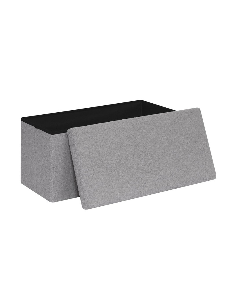 30 Inch Storage Ottoman Bench, Boucle Folding Ottoman Footstool, Rectangular ...