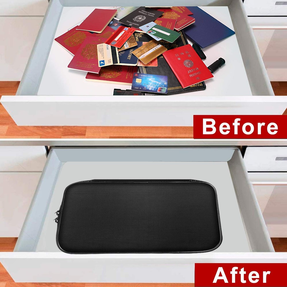 ENGPOW Small Fireproof Storage Organizer Case with Lock(9”x Small, Black