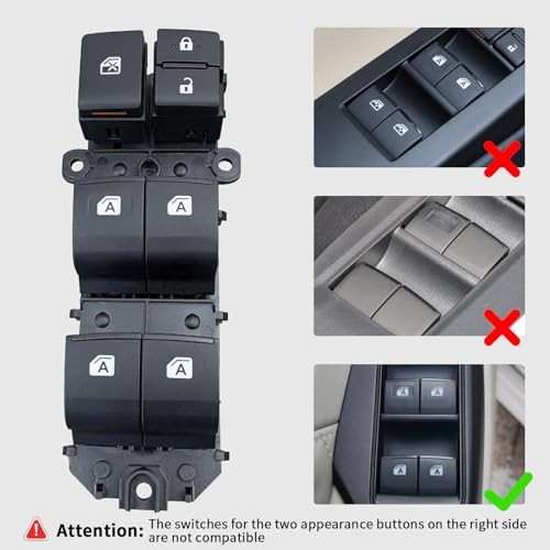 Power Window Switch Set with Ice Blue Backlight for 2015-2020 Sienna - Auto