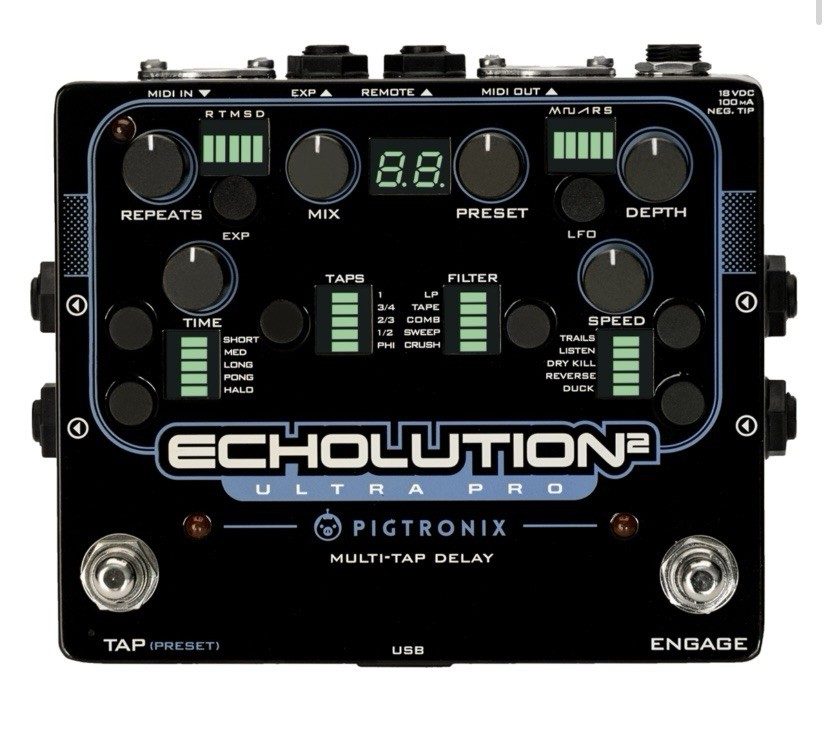 Pigtronix Echolution 2 Ultra Pro Digital Multi-Tap Delay Pedal E2U Guitar/Bass