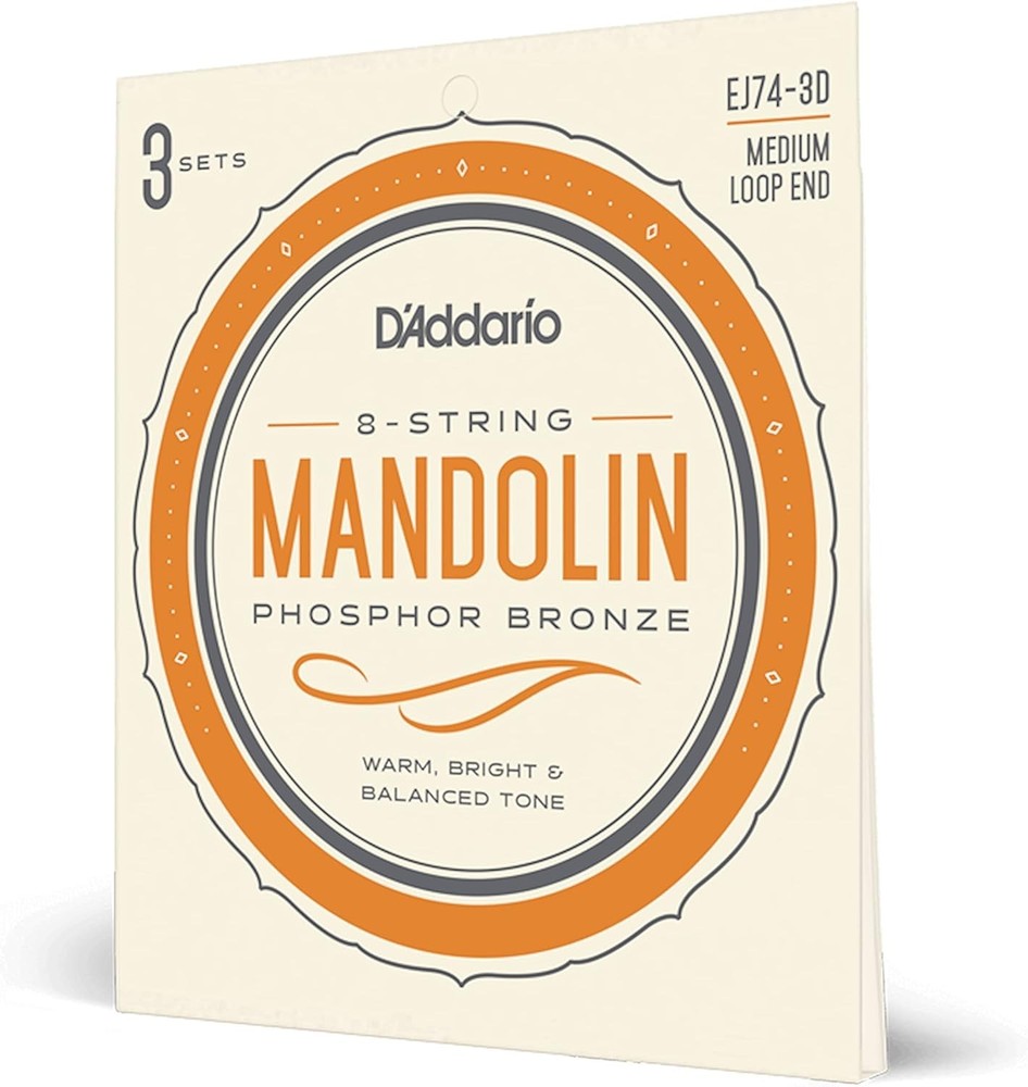 EJ74-3D by D'Addario - Durable Phosphor Bronze Mandolin Strings, 8-String Pack