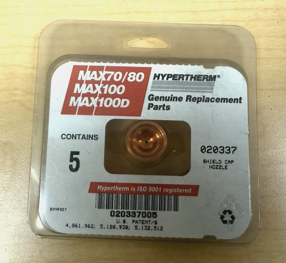 Hypertherm 020337 Shield Cap Nozzle Max 70/80, 100, 100D 5 Pack