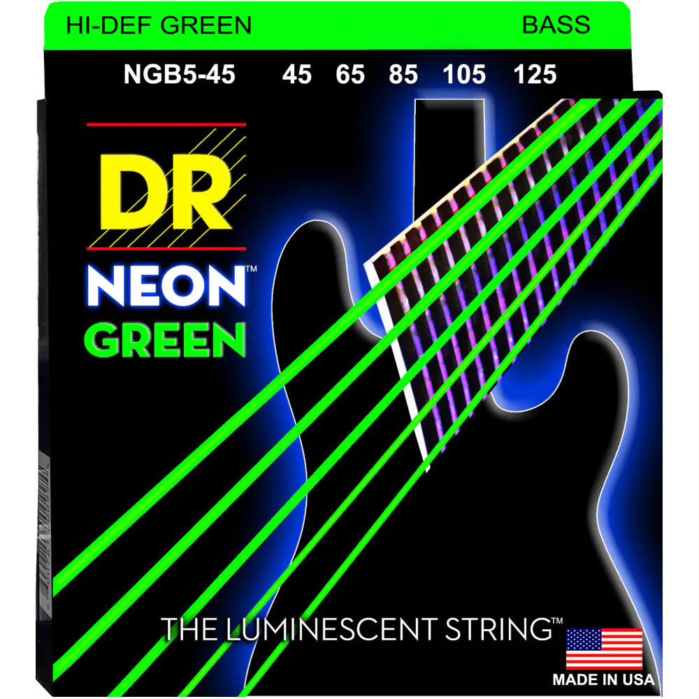 DR Strings NEON Green NGB5-45 Medium 5-String 45-125