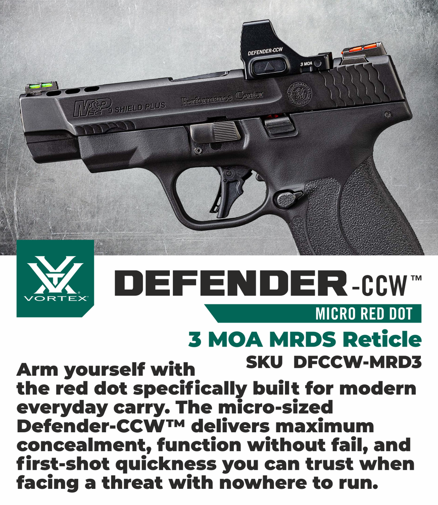 Vortex Optics Defender-CCW 3 MOA Red Dot with Free Camo Forest Hat Bundle
