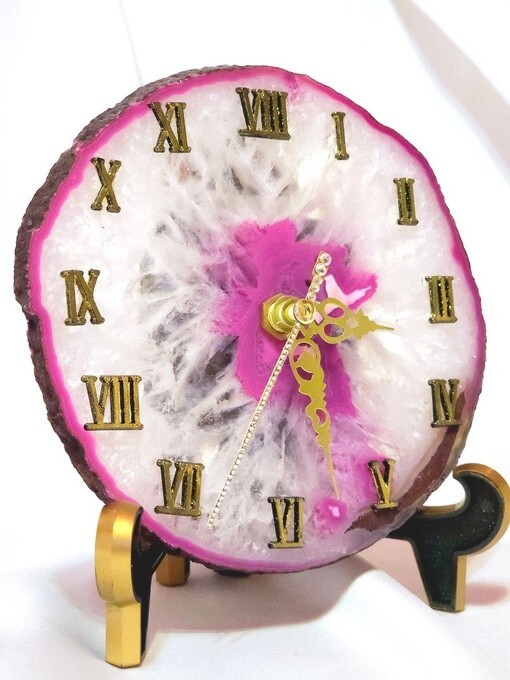 Designer table clock made of natural stone