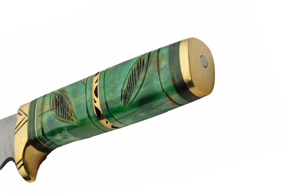 New Damascus Brass Forest Hunter Fixed Blade Knife DM1345