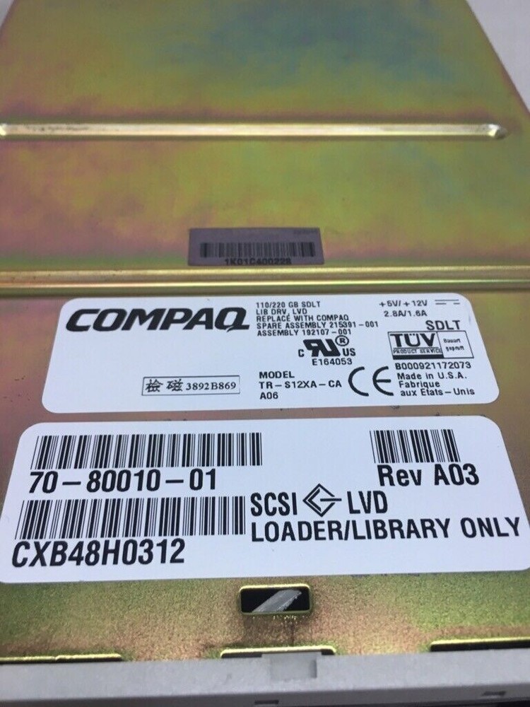 COMPAQ TR-S12XA-CA 110/220 GB SDLT LIB DRV LVD
