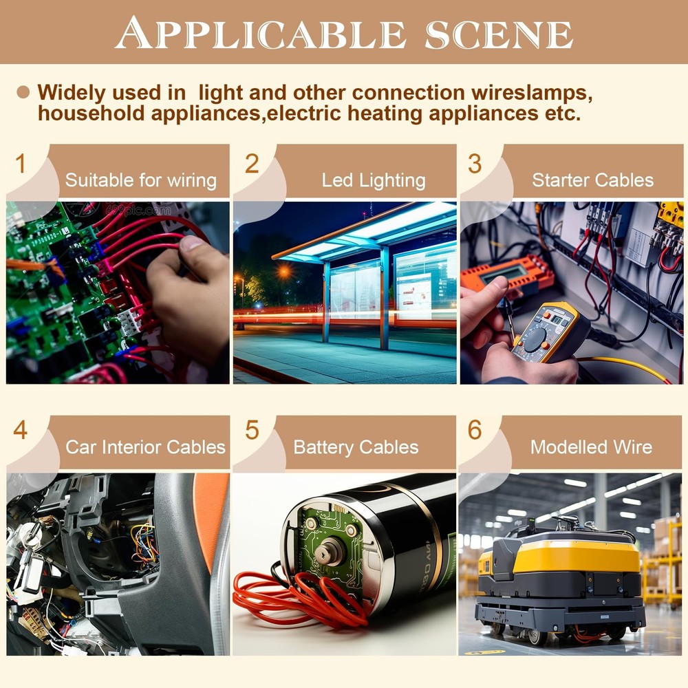 20 AWG Silicone Electrical 20AWG Wire-20Ft×6, [Multiple]