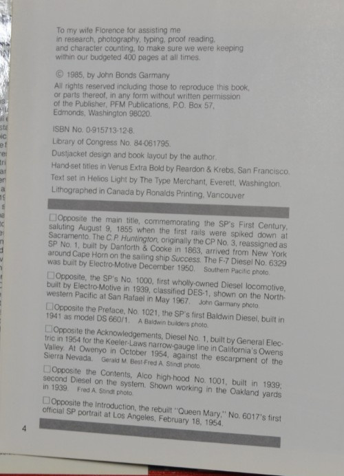 SOUTHERN PACIFIC DIESELIZATION - JOHN BONDS GARMANY