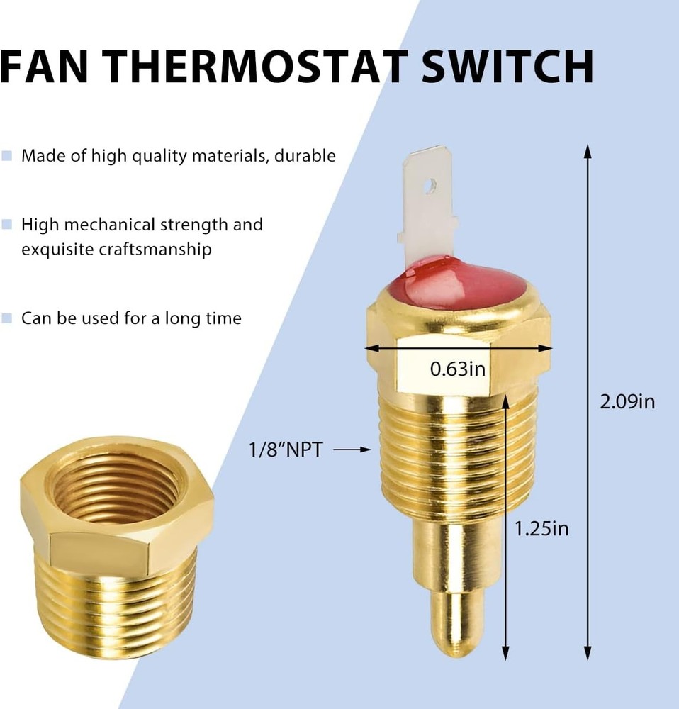 Fan Thermostat Temperature Switch, 185'F to 175'F Engine Cooling Fan Switch with
