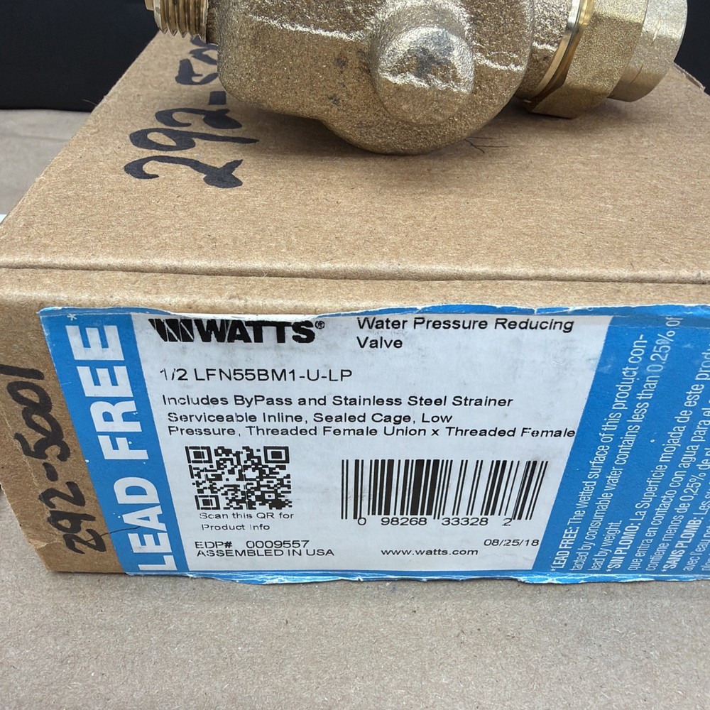 New Watts LFN55BM1-U-P 1/2" Water Pressure Reducing Valve Warranty 🇺🇸