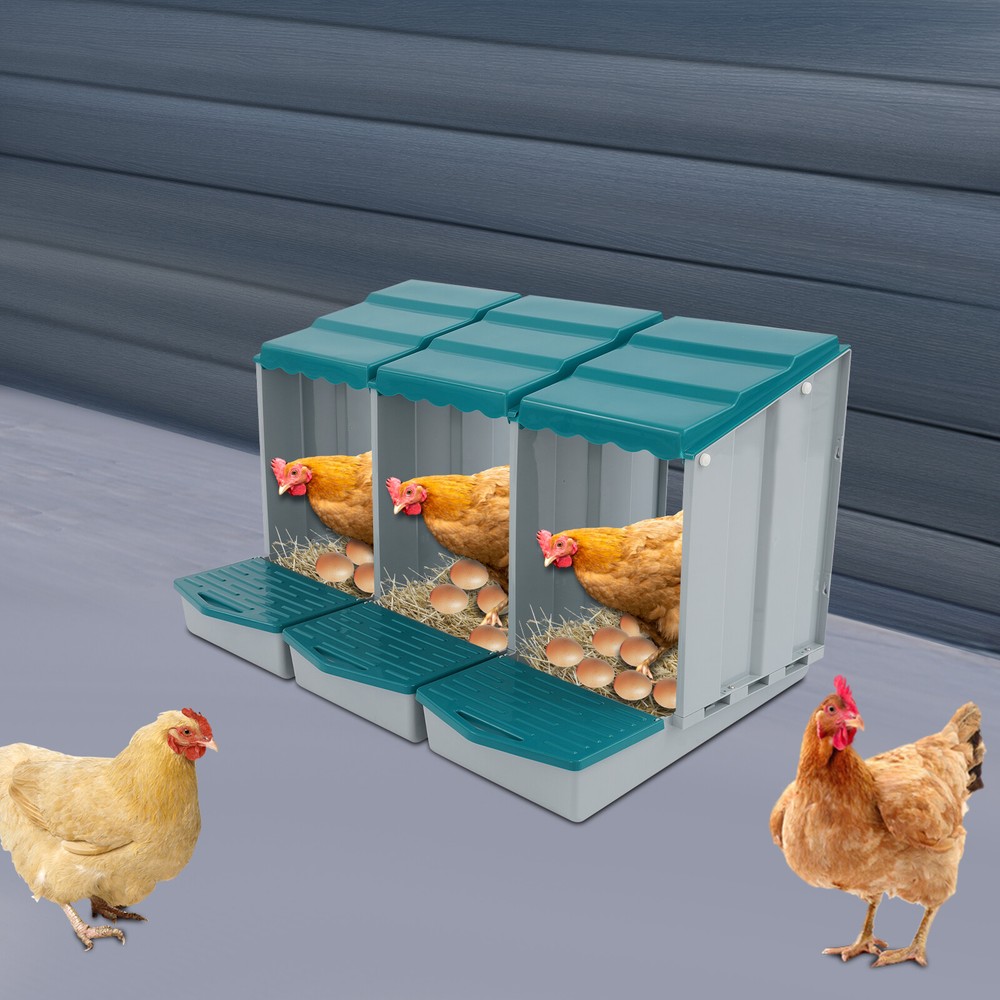 Modern Chicken Laying Box 3-Compartment Chicken Nesting Box with Egg Collection