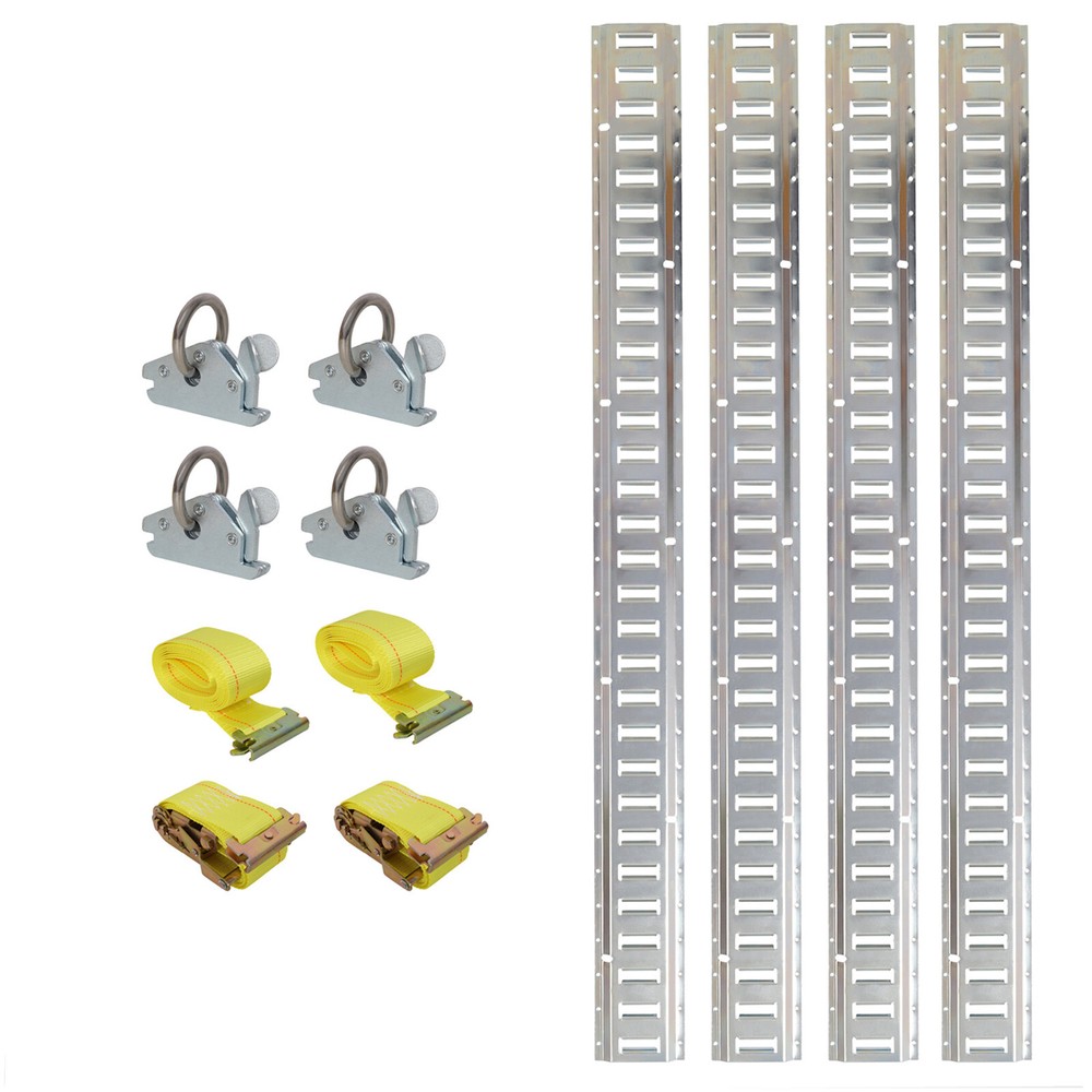 5ft Horizontal E-Track Tie-Down Rail Kit Trailer Tie Down System w/Ratchet Strap
