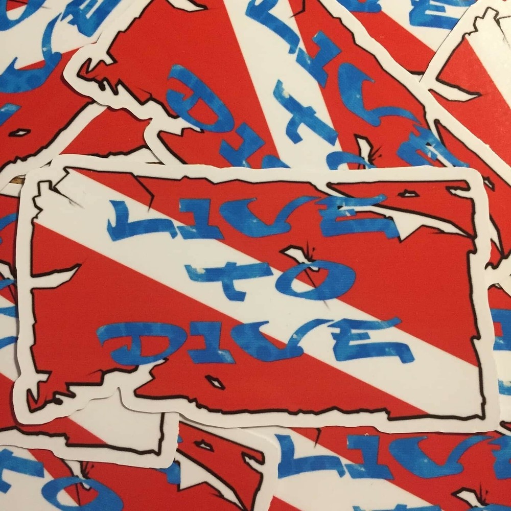 Live To Dive  Flag Sticker