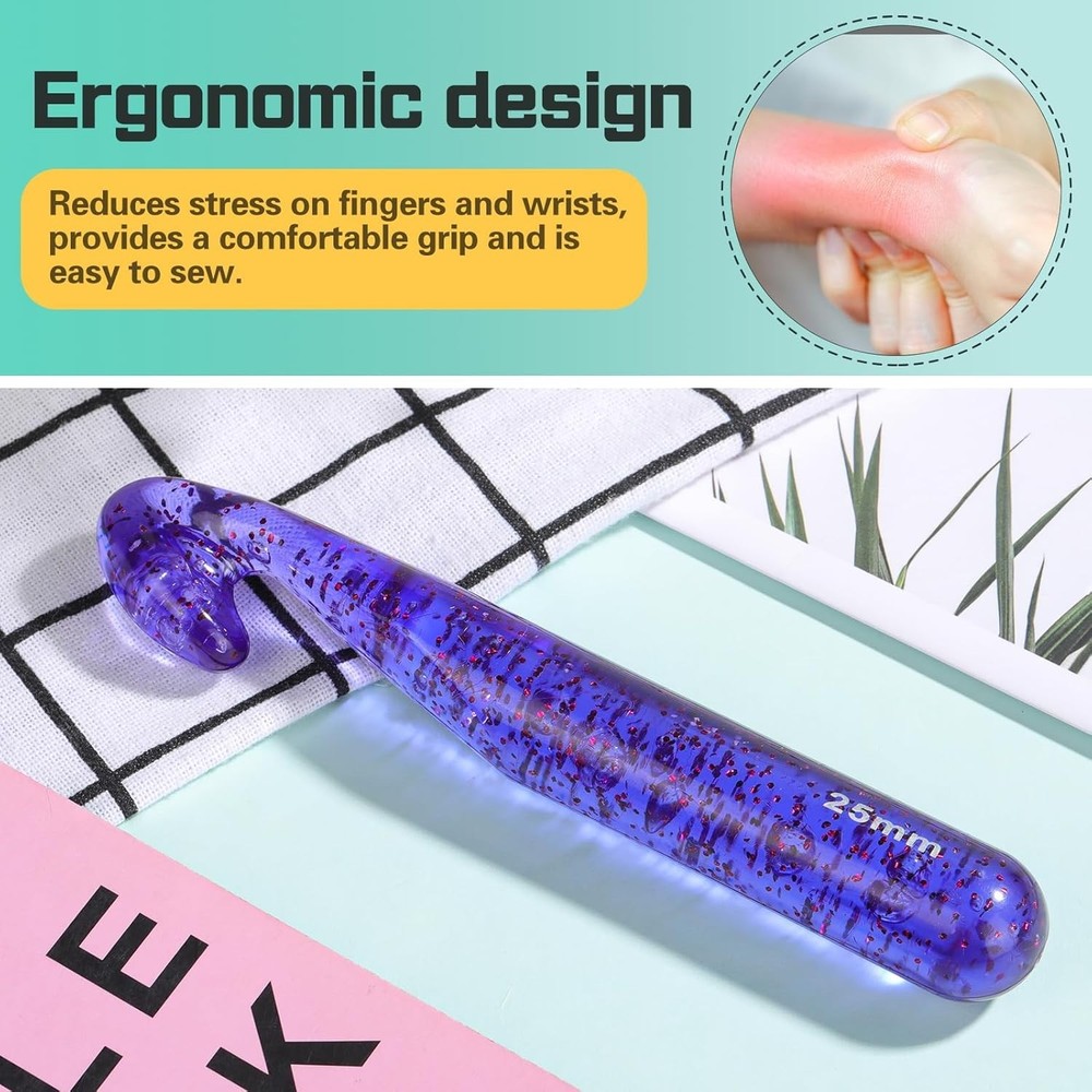 25 mm Large Crochet Hooks, Ergonomic Handle for Arthritic Hands, Professional...