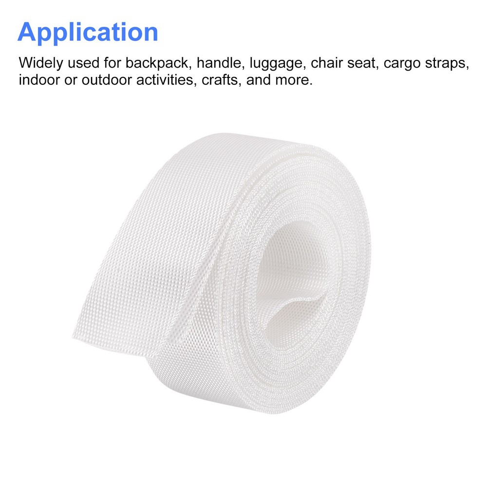 Flat Nylon Webbing Strap 1 Inch 4 Yards White for Backpack Luggage-rack