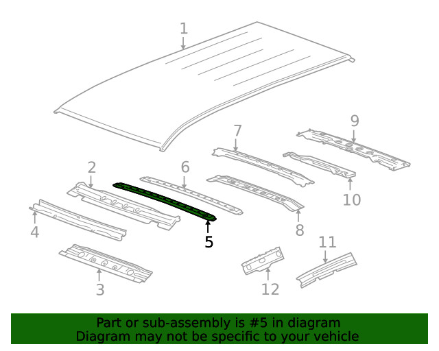 Genuine GM Roof Panel Front Reinforcement 25793446