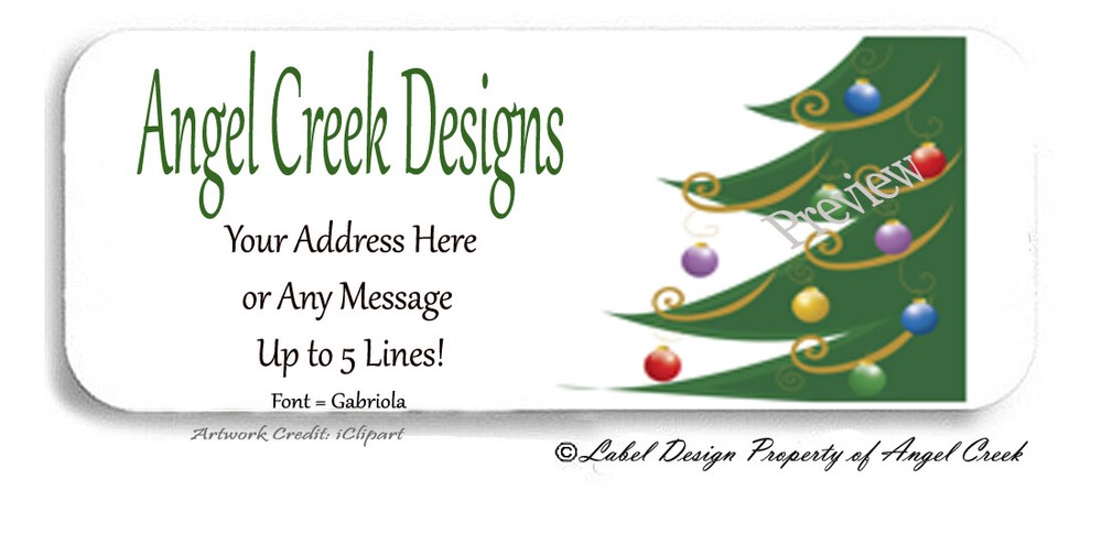 Classic Holiday Decorated Christmas Tree Personalized Return Address Labels