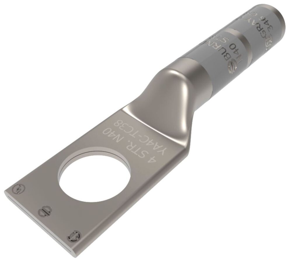 Burndy YA4CTC38, Compression Cable Lug, Hylug-Long-4 Str-3/8Stud, 1 PC