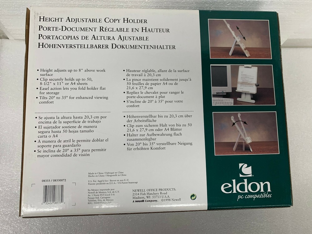 ELDON HEIGHT ADJUSTABLE COPY HOLDER NEW PLATINUM COLORED