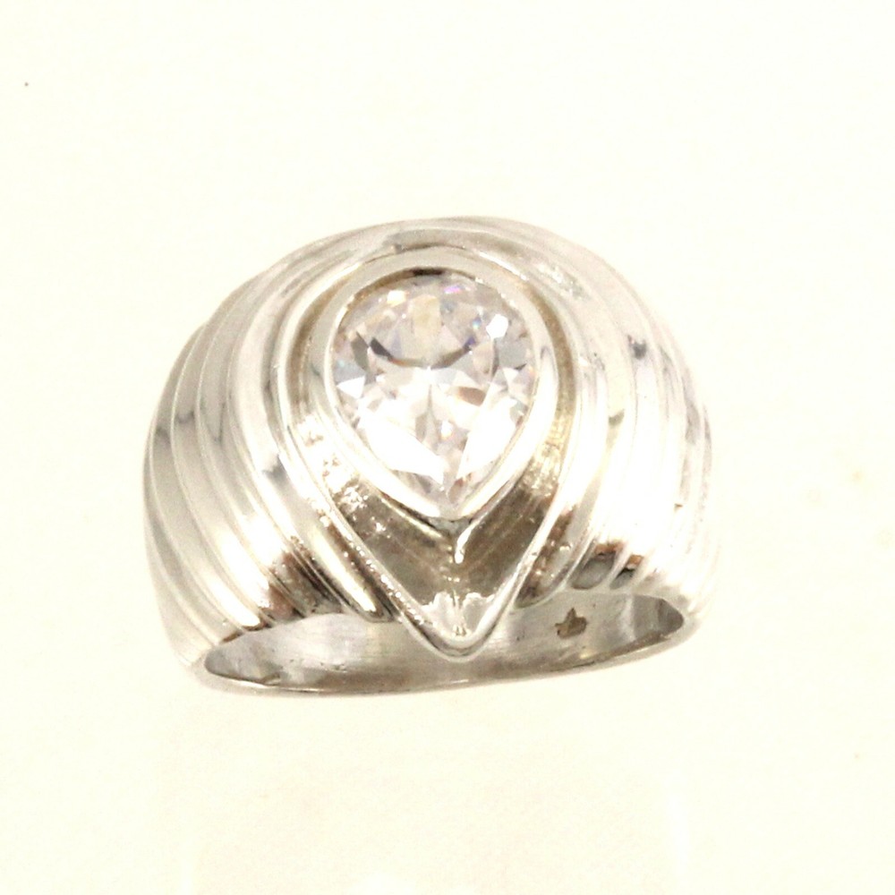 Solid Sterling Silver .925 Handmade Cubic Zirconia Solitaire Ring TPJ