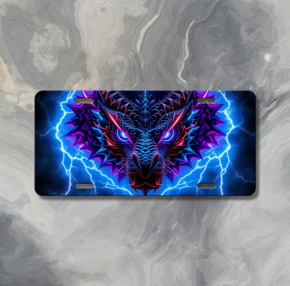 Dragon License Plate Elemental Dragon Artwork Add Custom Text Decor Plate