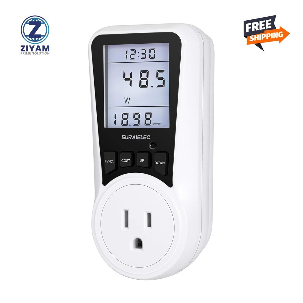 Watt Meter Plug-in Socket Power Meter Auto Cost Calculator Backlit