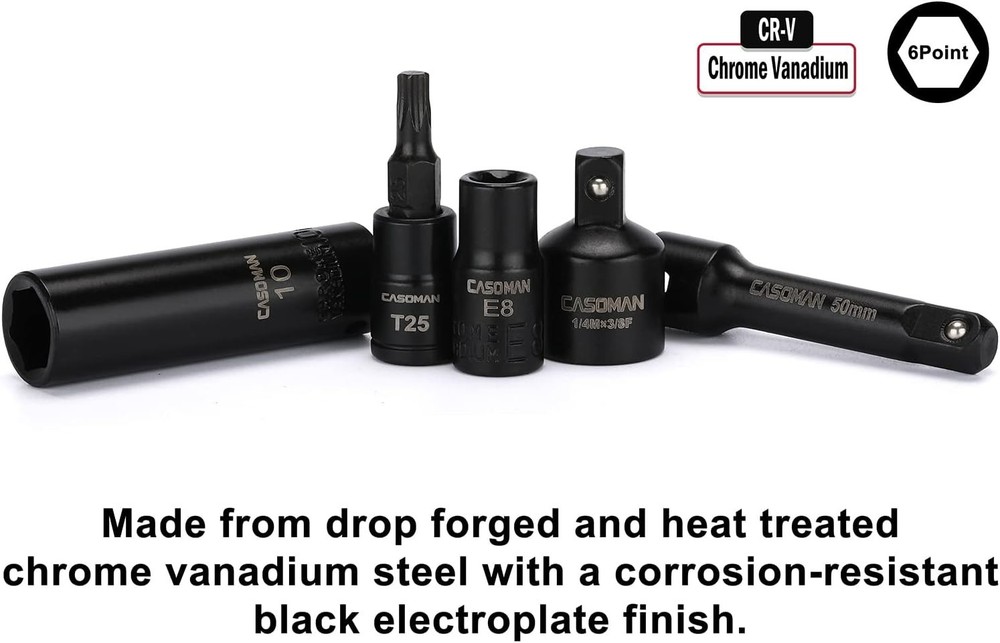 1/4 Inch Drive Master Impact Socket Set with Adapters, U-Joint, Extensions &...