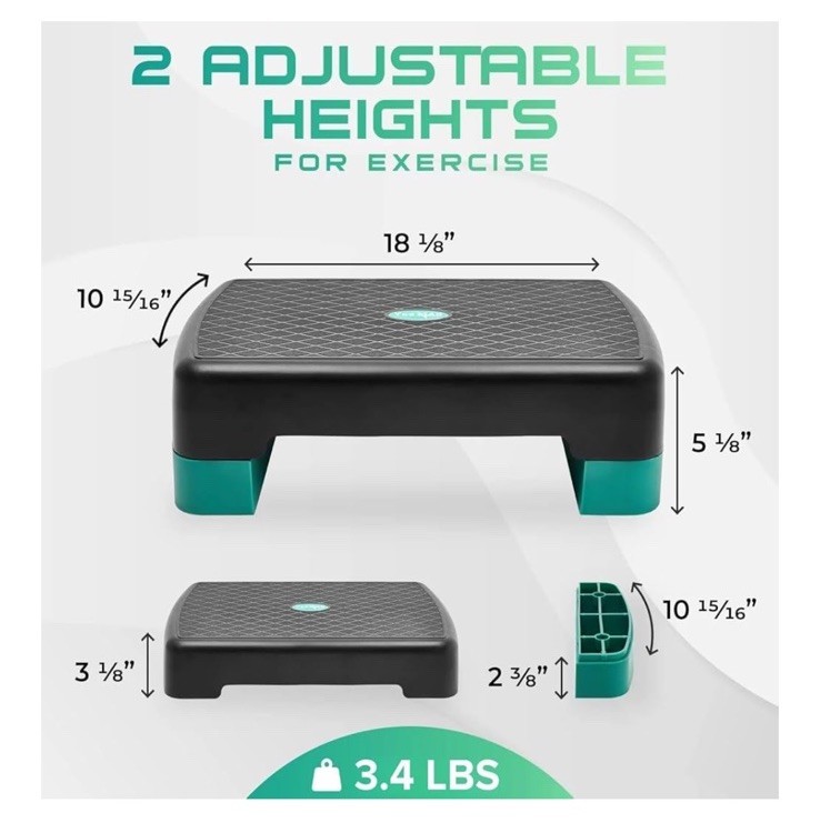 18.9” Adjustable Aerobic Step Platform - Versatile Workout Stepper with Risers