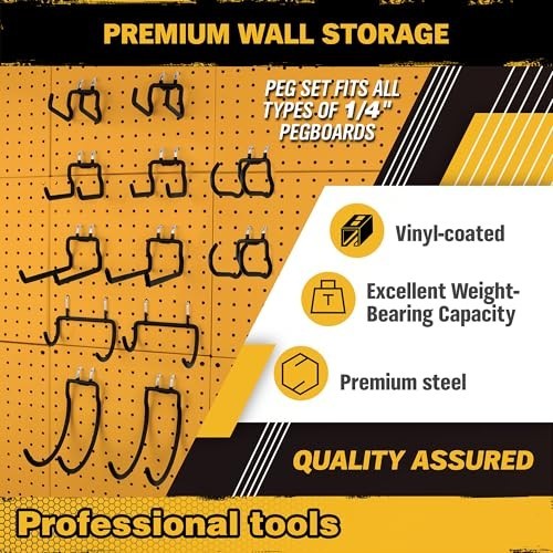 28-Piece Heavy Duty Pegboard Hooks & Straps - Tool Organizer for 1/4" Pegboard
